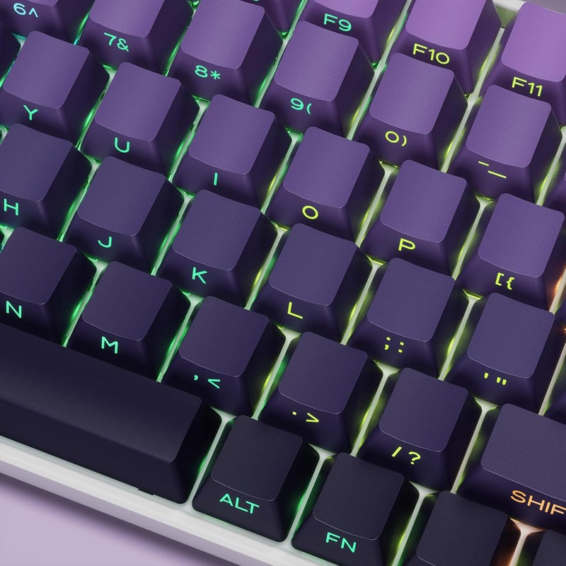 SDYZ أغطية مفاتيح XVX بطباعة جانبية، أغطية مفاتيح PBT مزدوجة الشوط، أغطية مفاتيح مخصصة 60 65 75 100 بالمئة، مجموعة 136 مفتاح بتدرج اللون الأرجواني، ملف تعريف OEM، تصميم بسيط لكيبورد Cherry Gateron MX - Image 3